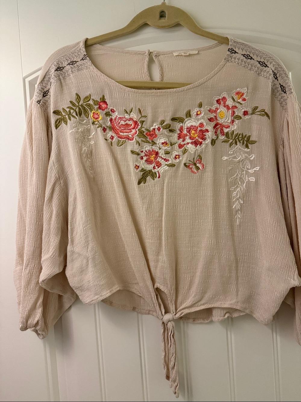 MYSTREE DARLING CREAM BOHO EMBROIDERED TOP